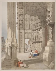 Pittoreske architectuur in Parijs, Gent, Antwerpen, Rouen: Zuidportaal van de kathedraal van Chartres, Chartres, Frankrijk