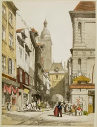 Pittoreske architectuur in Parijs, Gent, Antwerpen, Rouen, enz.