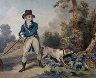 Hazenjacht, gravure door Thomas Simpson