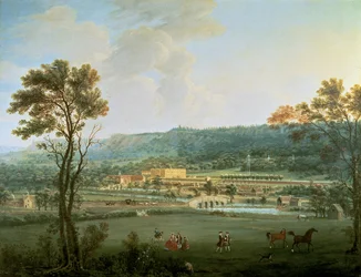 Een uitzicht op Chatsworth vanuit het zuidwesten