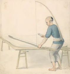 Chinese jeugd aan het weven