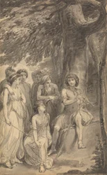 Een van zes illustraties bij Fenelons "De avonturen van Telemachus, zoon van Odysseus"