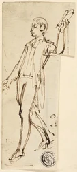 Schets van Staande Man met Opgeheven Arm