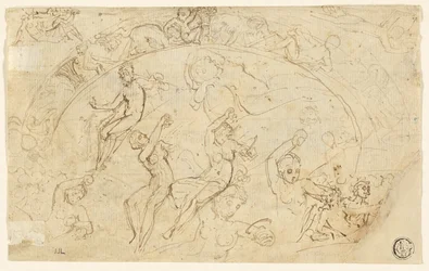 Schetsen voor Zilveren Schotel (recto); Schetsen van Fries, Groepen Vrouwen (verso)