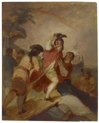 Robinson Crusoe en Zijn Man Vrijdag Verlaten het Eiland