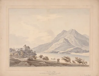 Berg van Rigi en het oude kasteel van Hapsbourg aan het meer van Luzern