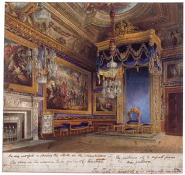 Interieur van de audiëntiekamer van de koning in Windsor Castle, Berkshire, 1818