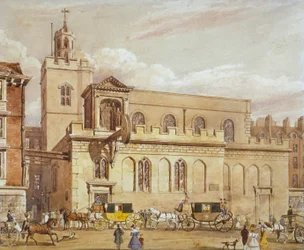 Kerk van St Dunstan in het Westen, Fleet Street, City of London, 1827