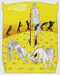 Duitse Dog en Engelse Bulldog (kleur litho)