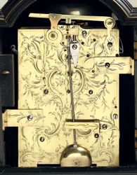Detail van een George III slag tafelklok, ca. 1770