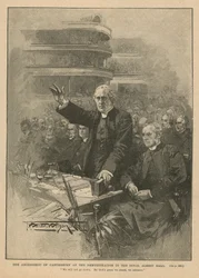 Aartsbisschop van Canterbury bij de demonstratie in de Royal Albert Hall