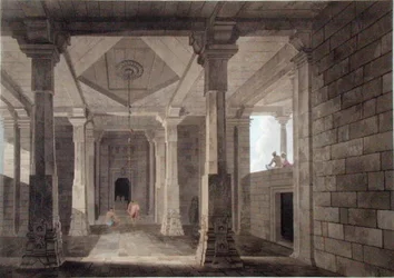 Deel van het Interieur van een Hindoe Tempel in Deo, in Bahar, plaat VI uit 