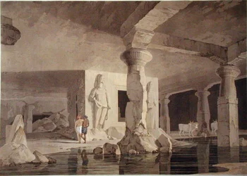 Deel van de Tempel van de Elephanta, plaat VIII uit 