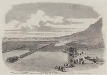Review van de troepen en vrijwilligers van Hare Majesteit in Kaapstad door Prins Alfred