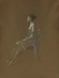 Zittende Dame in een Gele Jurk