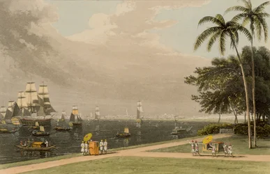 Uitzicht op Calcutta vanaf de Garden Reach, 1810