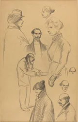 Figurenstudies [verso], eind 19e-begin 20e eeuw