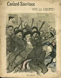 Illustratie door Steinlen (1859-1923) voor de omslag van De Wilde Eend