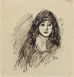 Portret van de vrouw van de kunstenaar, eind 19e-begin 20e eeuw