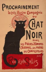 Binnenkort het zeer illustere Compagnie du Chat Noir met Rodolphe Salis (2e versie). Frankrijk, 1896, Imp. Charles Verneau, Parijs