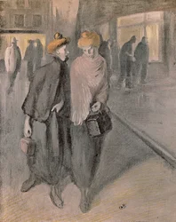 Werkende vrouwen, rond 1900 (tekening)
