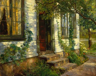 Zon op oude huis muur, Fredriksvern