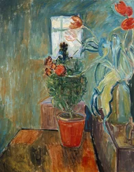 Muurbloem en tulpen