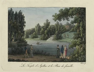 De Tempel van Apollo en Waterval in het Pavlovsk park, 1810s