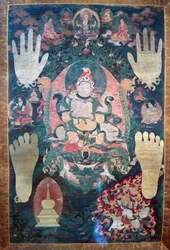 Gnya-Khri btsan-Po, legendarische eerste koning van Tibet, reïncarnatie van de bodhisattva Avalokitesvara, een van de wereldlijke en geestelijke leiders van Tibet, Tibetaanse beschaving
