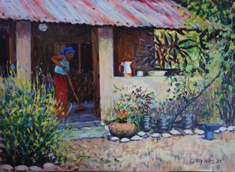 Meisje aan het Vegen