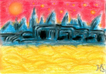 Zonsondergang in Alien City