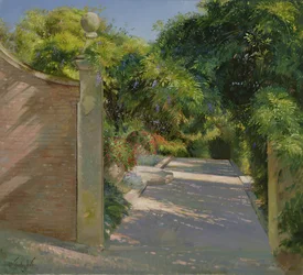 Poort naar de zonnewijzertuin in Heligan