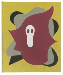 Moeraslijster (voor C.B.), 2023 (latex, collage en spuitverf op doek)