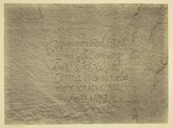 Historic Spanish Record of the Conquest, South Side of Inscription Rock, N.M. Geographical  Geological Explorations  Surveys West of the 100th Meridian. Expeditie van 1873. -Luitenant. Geo. M. Wheeler, Korps Genieofficieren, Bevelhebber.