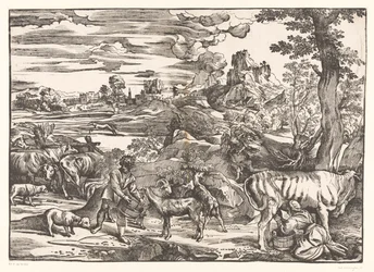 Landschap met melkmeid