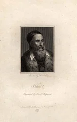 Portret van Titian, gegraveerd door John T. Wedgwood