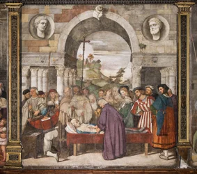 Het hart van de vrek in de kist, de noordelijke muur, School van de Heilige, Basiliek van St. Antonius (Basiliek van de Heilige), Padua, Italië