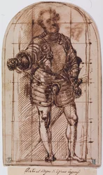 Studie voor het portret van de hertog van Urbino