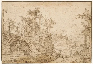 Landschap met antieke ruïnes