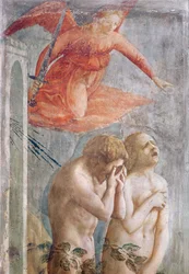 Detail van Adam en Eva verdreven uit het paradijs, ca. 1427 (fresco) (detail van 30029)