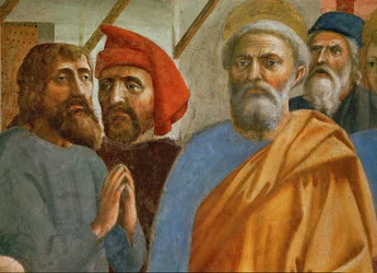 De schaduw van Sint Pieter valt op de zieken ... (muurschildering)