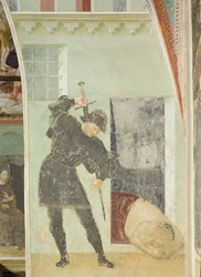 Levenscyclus van St. Johannes de Doper: Soldaat op het punt Johannes de Doper te onthoofden