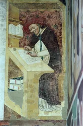Hugues de Provence aan zijn bureau, uit de cyclus van "Veertig illustere leden van de Dominicaanse Orde" in de kapittelzaal 1342