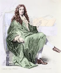 Portret van Giovanni Battista Lulli of Jean-Baptiste Lully (1632-1687) componist aan het hof van koning Lodewijk XIV - Gravure (Portret van componist Jean Baptiste Lully) Privécollectie