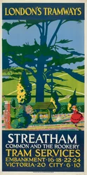 Streatham Common en de Rookery, London County Council LCC Tramways poster, 1927