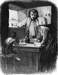 Illustratie voor La Mare au Diable, roman door George Sand (1804-1876), gravure door Henri Delaville (actief midden 19e eeuw) naar tekening door Tony Johannot (1803-1852)