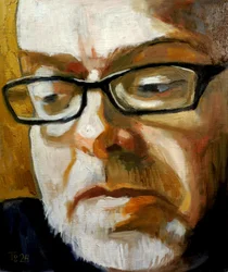 Zelfportret van een bebaarde man