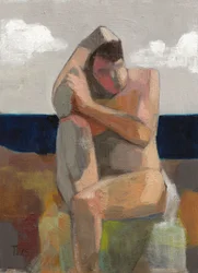 Contemplatieve strandfiguur