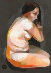 Contemplatieve naakte vrouw
