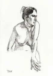 Peinzende vrouwenfiguur